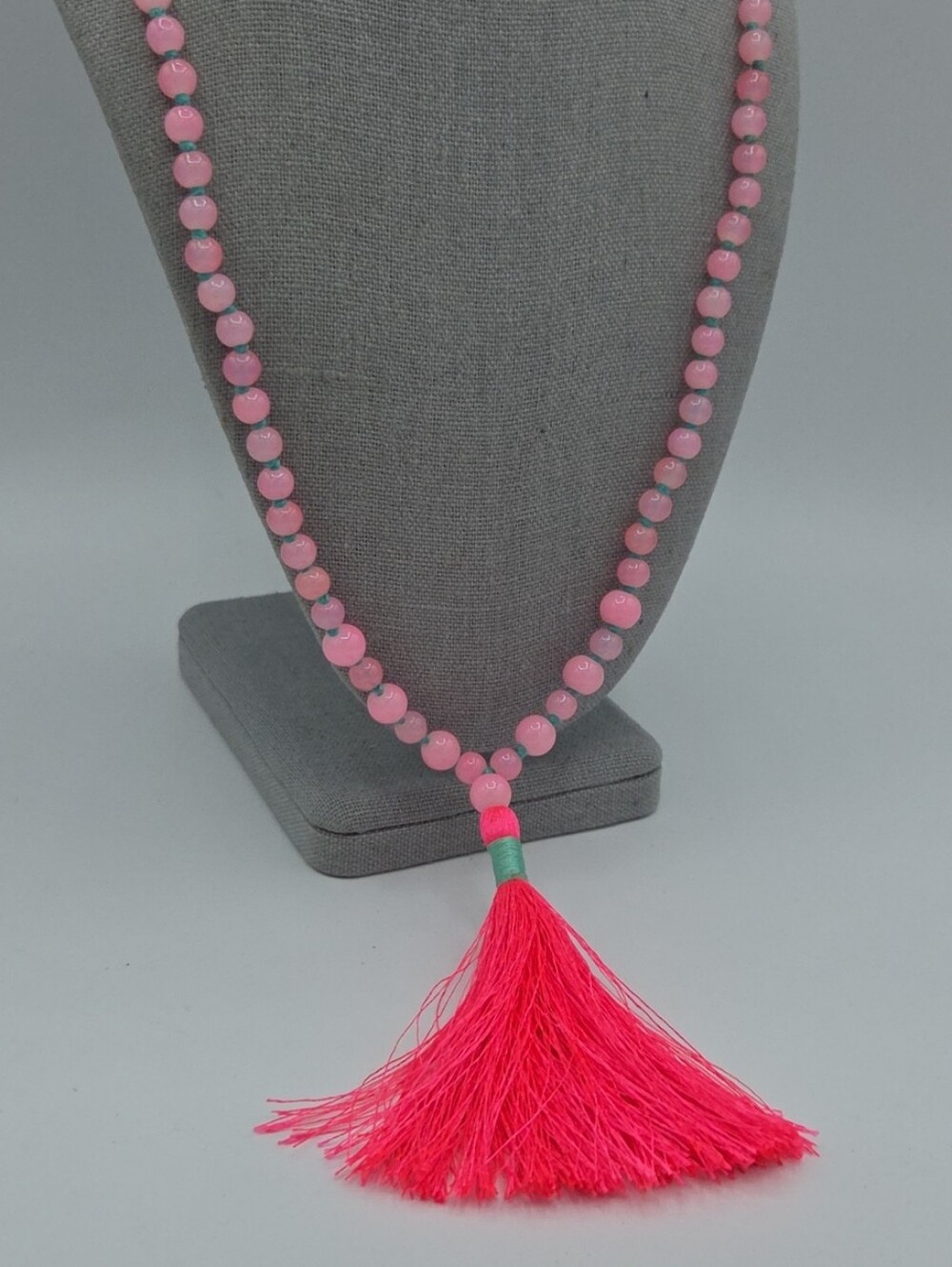 5 for $25! Long Pink Beaded Tassel Necklace